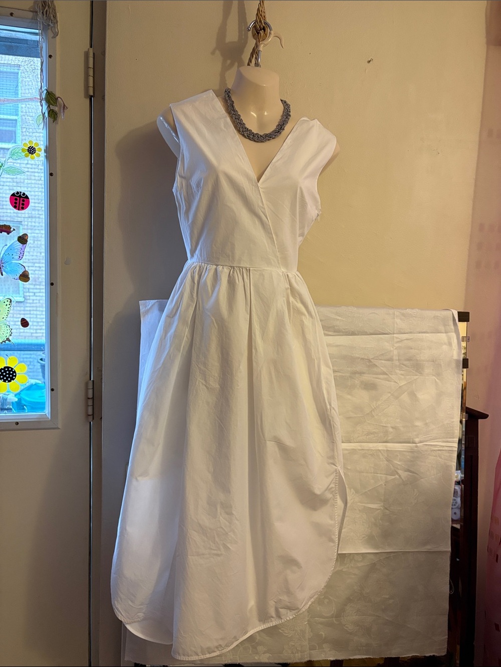 COS White Sleeveless Wrap-Front Maxi Dress  cotton